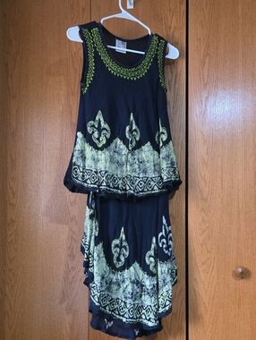 India Boutique Black Top with Multicolor Graphic Label
